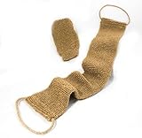Exfoliating Back and Body Scrubber, All Natural Hemp, Durable Machine Wash and Dry, Mitt Included