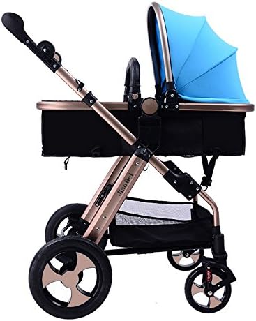 High View Folding Baby Stroller,adopt Non-Pneumatic Tire Wheel, Free Use in Winter to Summer.Easy Replacing Armrest and Eating Tray (blue)
