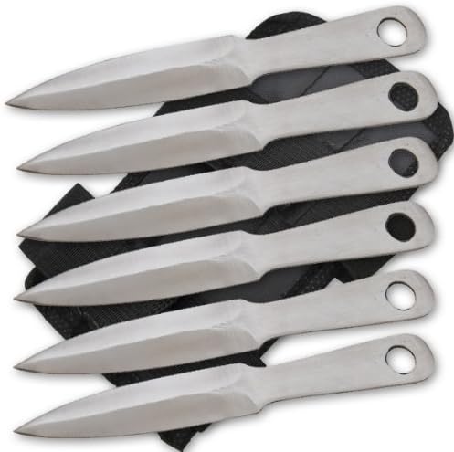 6 PC 4.5" Mini Throwing Knives W/ Wrist Carrying Case - Silver