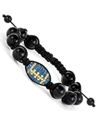 Swarovski Elements Ann Arbor Spirit Football & Onyx Macrame Bracelet