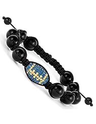 Swarovski Elements Morgantown Spirit Football & Onyx Macrame Bracelet