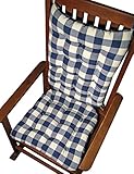 Rocker Cushion Set - Vignette Blue Buffalo Check Plaid - Standard Size - Seat Cushion and Back Rest - Reversible, Latex Foam Fill - Made in USA