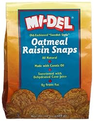 Mi-Del Old-Fashion Swedish Style Oatmeal Raisin Snaps, 10-Ounce Bags (Pack of 12)