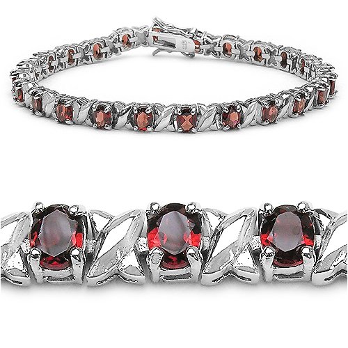 15.60 Carat Genuine Garnet Oval Silver Bracelet