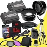 TWO NPFW50 Rechargeable Lithium Ion Replacement Battery w/External Rapid Charger + 16GB SDHC Class 10 Memory Card + 49mm 3 Piece Filter Kit + Wide Angle Lens + 2x Telephoto Lens + Mini HDMI Cable + Full Size Tripod + Multi Card USB Reader + Memory Card Wallet + Deluxe Starter Kit for Sony NEX-5N NEX-7 NEX-C3 Alpha Digital SLR Cameras DavisMAX Accessory Bundle