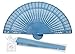 Quasimoon PaperLanternStore.com 8 Inch Turquoise Blue Folding Wood Panel Hand Fan with White Organza Bag for Weddings