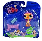 Hasbro Year 2007 Littlest Pet Shop Portable Pets "Sportiest" Series Collectible Bobble Head Pet Figure Set #516 - OSTRICH with Hurdle, Sweatband and Water Bottle (64928)IMAGE