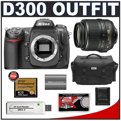 Nikon D300 Digital SLR Camera with Nikon 18-55mm AF-S DX Lens + 4GB Card + EN-EL3e Battery + Case + Cameta Bonus Accessory Kit