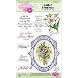 Justrite 11-Piece Papercraft Clear Stamp Set, 4 by 6-Inch, Easter Blessings Oval Medallions