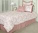 6pc Southern Textiles Jolie Red Pink Toile Full Bedding Bed in a Bag Comforter Set
