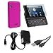 Hot Pink Silicone Soft Skin Case + Home Wall Travel Charger + USB Data Charging Cable + FREE Premium Reusable LCD Screen Protector Combo for Motorola A855 Droid