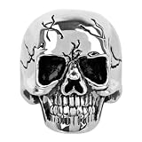 Men's Stainless Steel Cracked and Polished Skull Ring