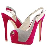 Tatum03 Barely Peep Toe Colorblock Slingback Heels GRAY PINK