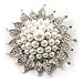 Stunning Bridal Pearl Style Crystal Brooch (Snow White)