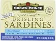 Crown Prince Natural One Layer Brisling Sardines in Spring Water, 3.75-Ounce Cans (Pack of 12)