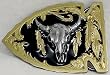 Arrowhead and Buffalo Skull Gold Vivitone Black Enamel Buckle