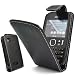 GLITZY GIZMOS BLACK PU LEATHER FLIP CASE COVER POUCH FOR NOKIA ASHA 200 / 201