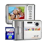 SVP NEW 9MP Silver Digital Camera+ Video Recorder+8X Zoom~ UltraSlim (8GB Included)