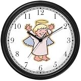 Angel Child - Cherub, Angel or Cupid Theme Wall Clock by WatchBuddy Timepieces (Black Frame)