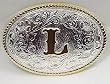 SILVER/GOLD PLATED  MONOGRAM LETTER "L" BELT BUCKLE