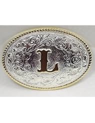 Apparel: SILVER/GOLD PLATED  MONOGRAM LETTER "L" BELT BUCKLE