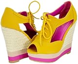 Bamboo Energy-21 Mustard Women Wedge Pumps