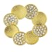 Gold Tone Coin Circular Rhinestone Pin Brooch