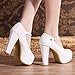 Getmorebeauty Women Block Mary Janes T-STRAPPY Lace Dress Wedding Shoes