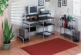Black & Silver Modern Computer Desk with Included Bookcase