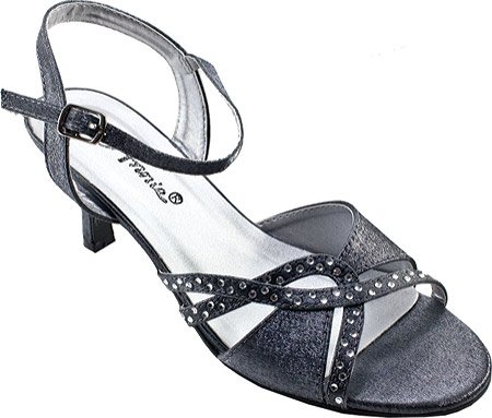 Annie Shoes Women's Prestige Sandal,Pewter Satin,10 WW US