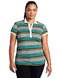 Southpole Juniors Plus Size Stripe Polo with Side Shirring And Contrast Color Collar