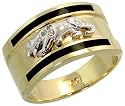 14k Gold Men's Panther Ring, w/ Black Onyx Stones & Brilliant Cut Diamonds, 7/16" (12mm) wide