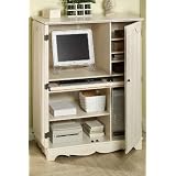 French Country Computer Armoire, 52.5"Hx40.5"W, ANTIQUE WHITE