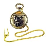 Pocket Watch - Gold-Tone Golfer's Pocket Watch with 14 Clip on Chain by Albert James