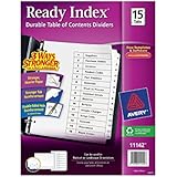 Avery Ready Index Table of Contents Dividers, 15-Tabs, 1 Set (11142)