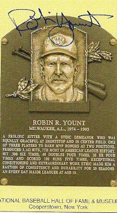 Robin Yount Autographed/Hand Signed Hall Of Fame Gold Plaque