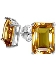 Tommaso Design (tm) Emerald Cut 8x6mm Genuine Citrine Earrings