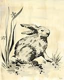 IMAGE OF Oopsy daisy Toile Bunny Cream and Black Stretched Canvas Wall Art by Heather Gentile-Collins, 16 by 20-Inches