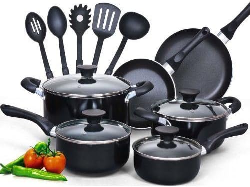 15 Piece Nonstick Black Soft h le Cookware Set Kitchen Bar