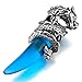 Men's Stainless Steel Pendant Necklace Crystal Silver Blue Dragon Wolf Tooth Tribal -with 23 inch Chain