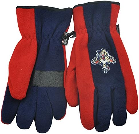 NHL Florida Panthers Fleece Gloves Winter Two Tone Thermal Insulation One Size