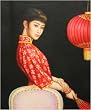 Hand Painted Chinese Contemporary Art Oil Painting - Asian Lady Portrait