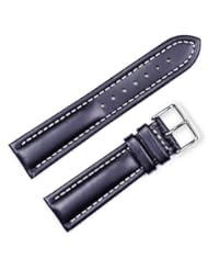 Breitling Style Oil Tanned Leather Watchband Black 20mm Watch band - by deBeer