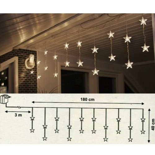 LED Lichtervorhang 20 Sterne 180x40cm