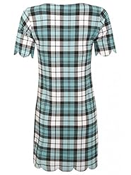 A-line Elastane/Polyester Checkered Print Short Sleeves Tunic 