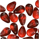Czech Glass Beads 9mm Teardrops Siam Ruby Red (50