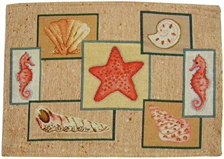 Beach Relics Shells, Seahorses, and Starfish Tapestry Placemats (Set of 4)