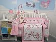 SoHo Love Birds Story Crib Nursery Bedding Set 10 pcs **Reversible Into Pink Flower print Designs !**