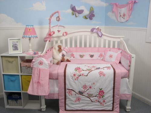 SoHo Love Birds Story Baby Crib Nursery Bedding Set 13 pcs included Diaper Bag with Changing Pad & Bottle Case product image