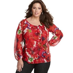 Buy AK Anne Klein Plus Size Top, Floral Print Pleated Blouse by Anne Klein New York